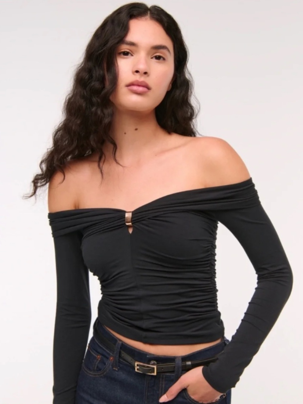 Abercrombie Women's Off-The-Shoulder Hardware Top
